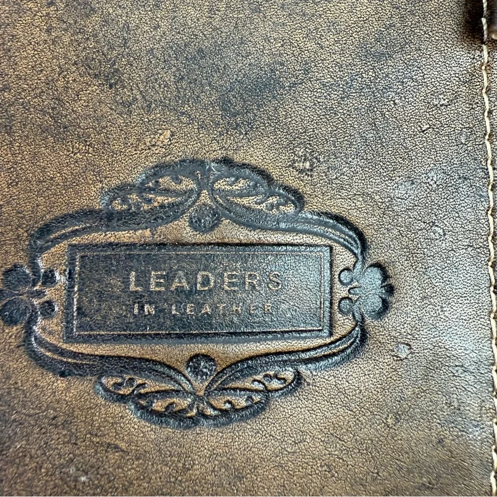 Leaders In Leather Wallet Handmade Tooled Wildflower‎ Design Brown Brand New